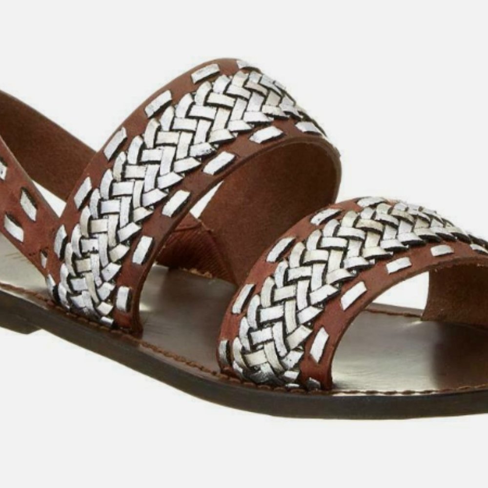 Maje Fatale Sandal, Brown w/Silver Detail, 37/6.5